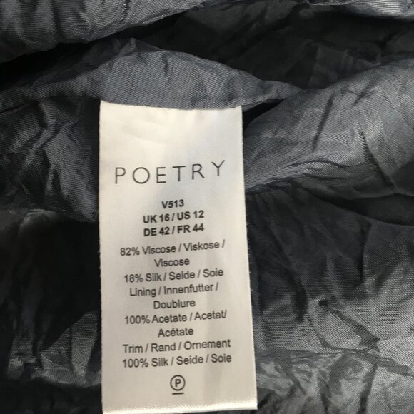 Poetry Velvet Blazer Silk Blend Jacket Womens 12 Gray Velvet Longline Pockets - Picture 8 of 16